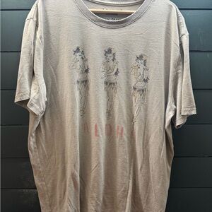 Lucky Brand Venice Burnout Tan Aloha Graphic Tee